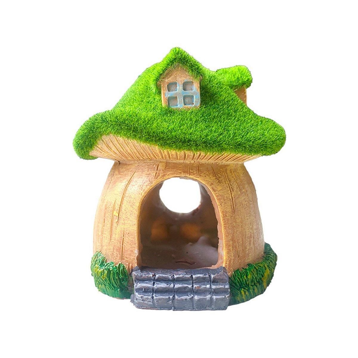 Aquarium Moss Mushroom House Aquascape Crafts Fish Shrimp Hiding Decoration - House With Window V528-MOSS-WINDOW-HOUSE-281100