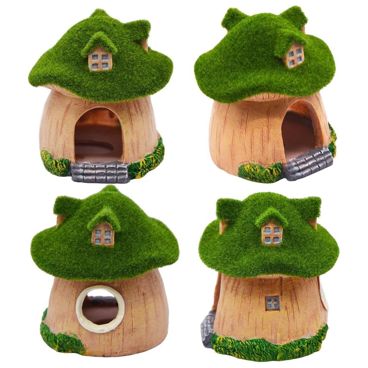 Aquarium Moss Mushroom House Aquascape Crafts Fish Shrimp Hiding Decoration - House With Window V528-MOSS-WINDOW-HOUSE-281100