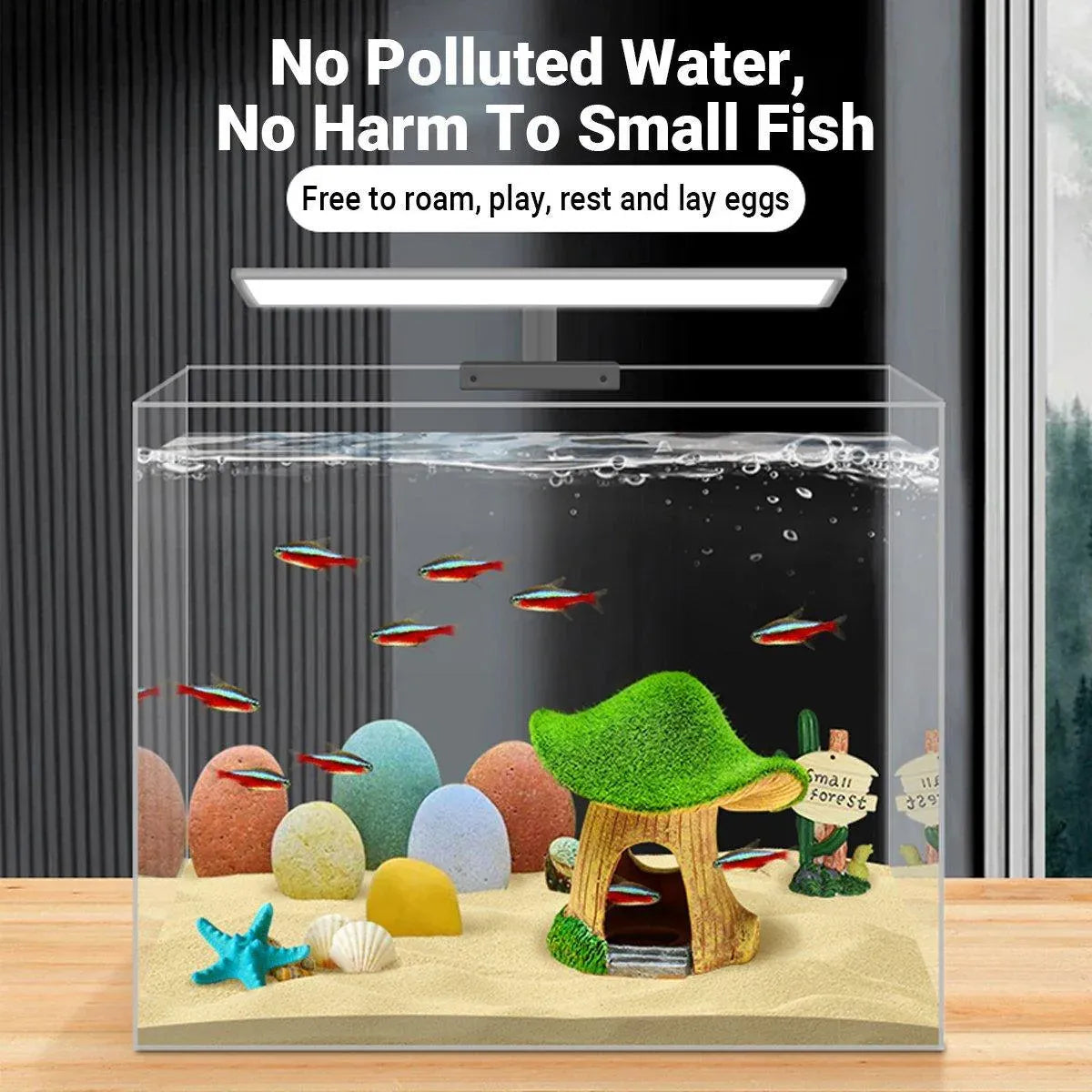 Aquarium Moss Mushroom House Aquascape Crafts Fish Shrimp Hiding Decoration - House With Window V528-MOSS-WINDOW-HOUSE-281100