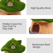 Aquarium Moss Mushroom House Aquascape Crafts Fish Shrimp Hiding Decoration - House With Window V528-MOSS-WINDOW-HOUSE-281100