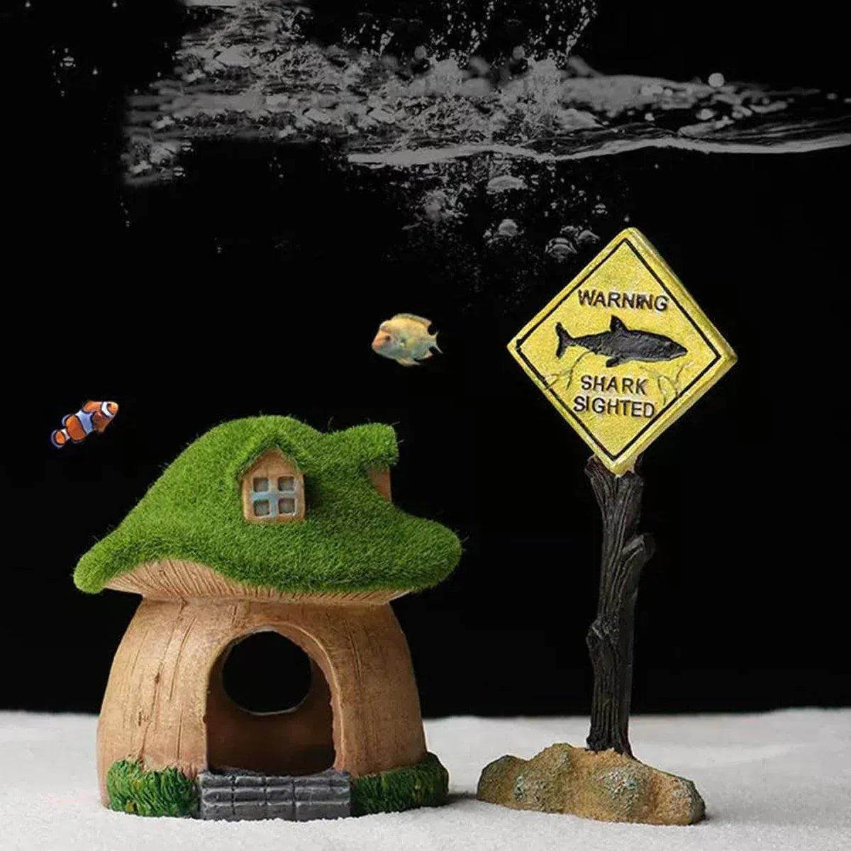 Aquarium Moss Mushroom House Aquascape Crafts Fish Shrimp Hiding Decoration - House With Window V528-MOSS-WINDOW-HOUSE-281100