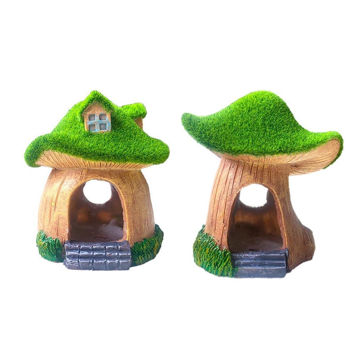 Aquarium Moss Mushroom House Aquascape Crafts Fish Shrimp Hiding Decoration - House With Window V528-MOSS-WINDOW-HOUSE-281100