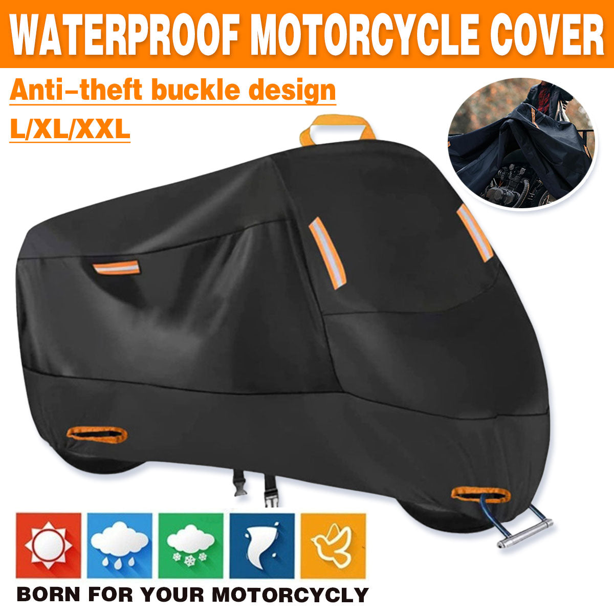 Motorcycle Cover Universal Waterproof Dustproof Bike Cover Outdoor Protection - L V528-MOTORCYCLE-COVER-L-673893