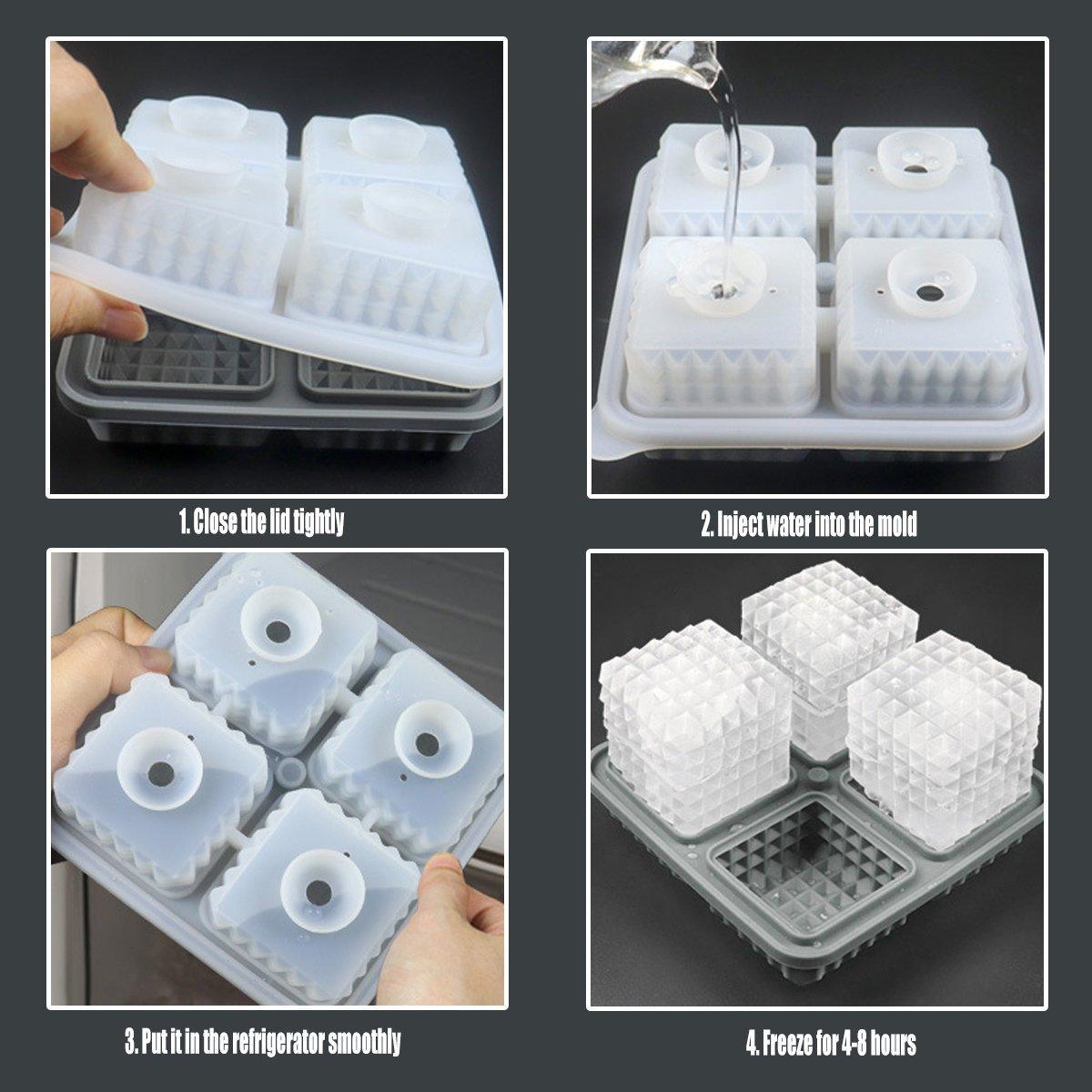 2PCS Silicone Ice Cube Tray Round and Square Ice Ball Maker for Whiskey Cocktails - Green V528-MOULD-GREEN-916555