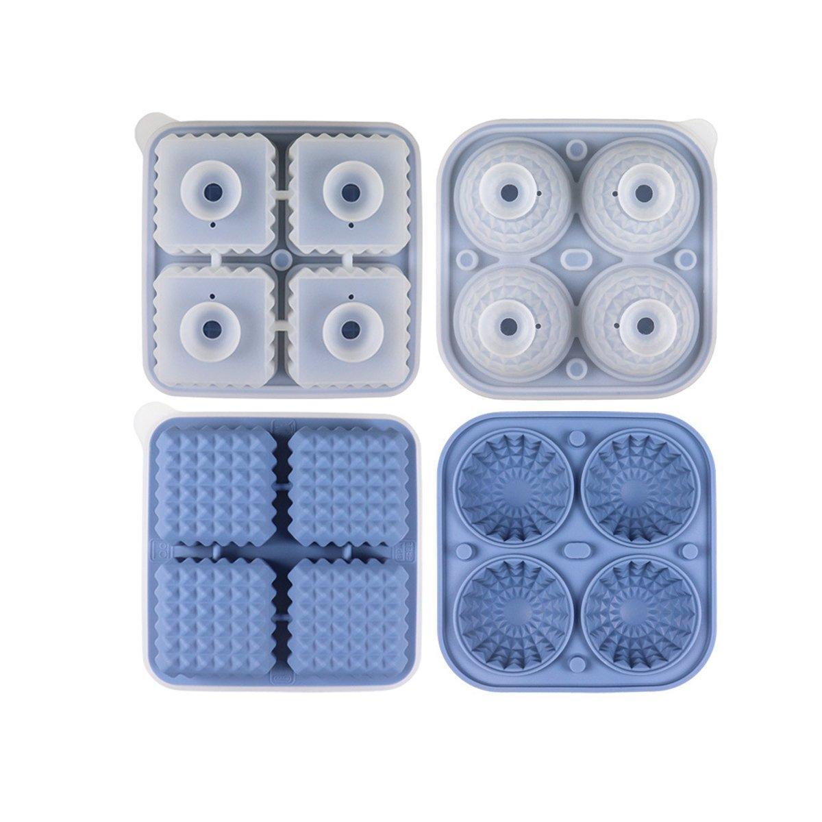 2PCS Silicone Ice Cube Tray Round and Square Ice Ball Maker for Whiskey Cocktails - Green V528-MOULD-GREEN-916555