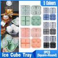 2PCS Silicone Ice Cube Tray Round and Square Ice Ball Maker for Whiskey Cocktails - Pink V528-MOULD-PINK-392531