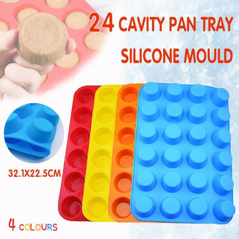 24 Cavity Pan Tray Silicone Mini Cupcake Cookie Baking Mold Au - Red V528-MOULD-RED-25780