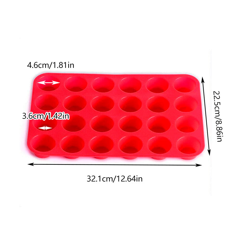 24 Cavity Pan Tray Silicone Mini Cupcake Cookie Baking Mold Au - Red V528-MOULD-RED-25780