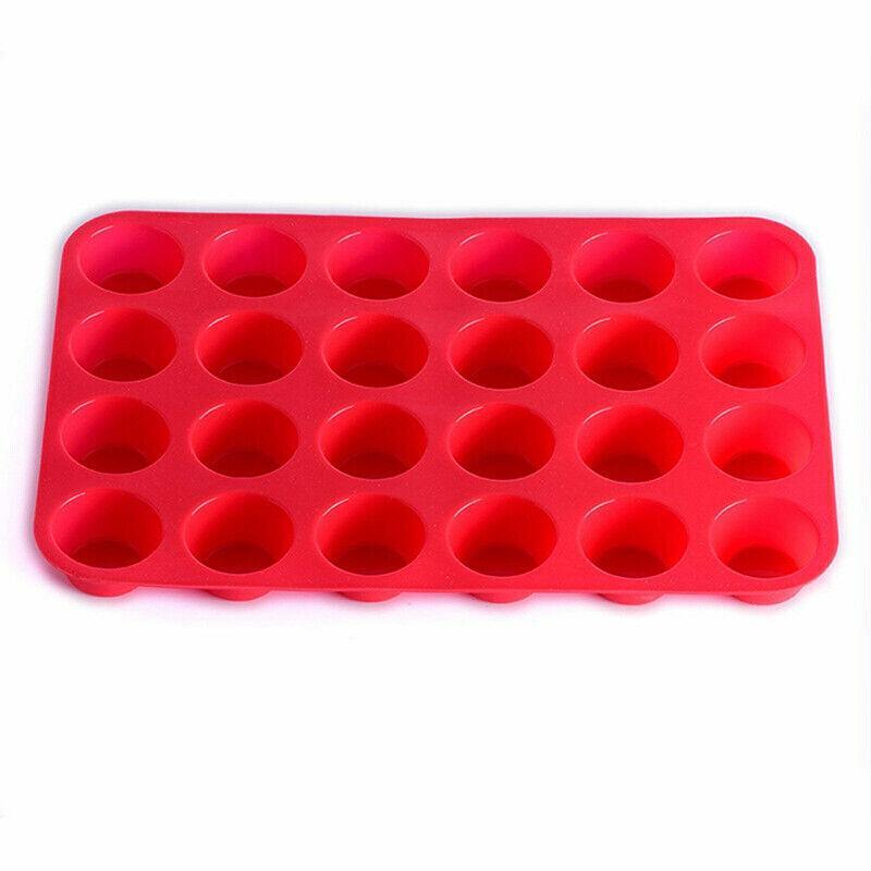 24 Cavity Pan Tray Silicone Mini Cupcake Cookie Baking Mold Au - Red V528-MOULD-RED-25780