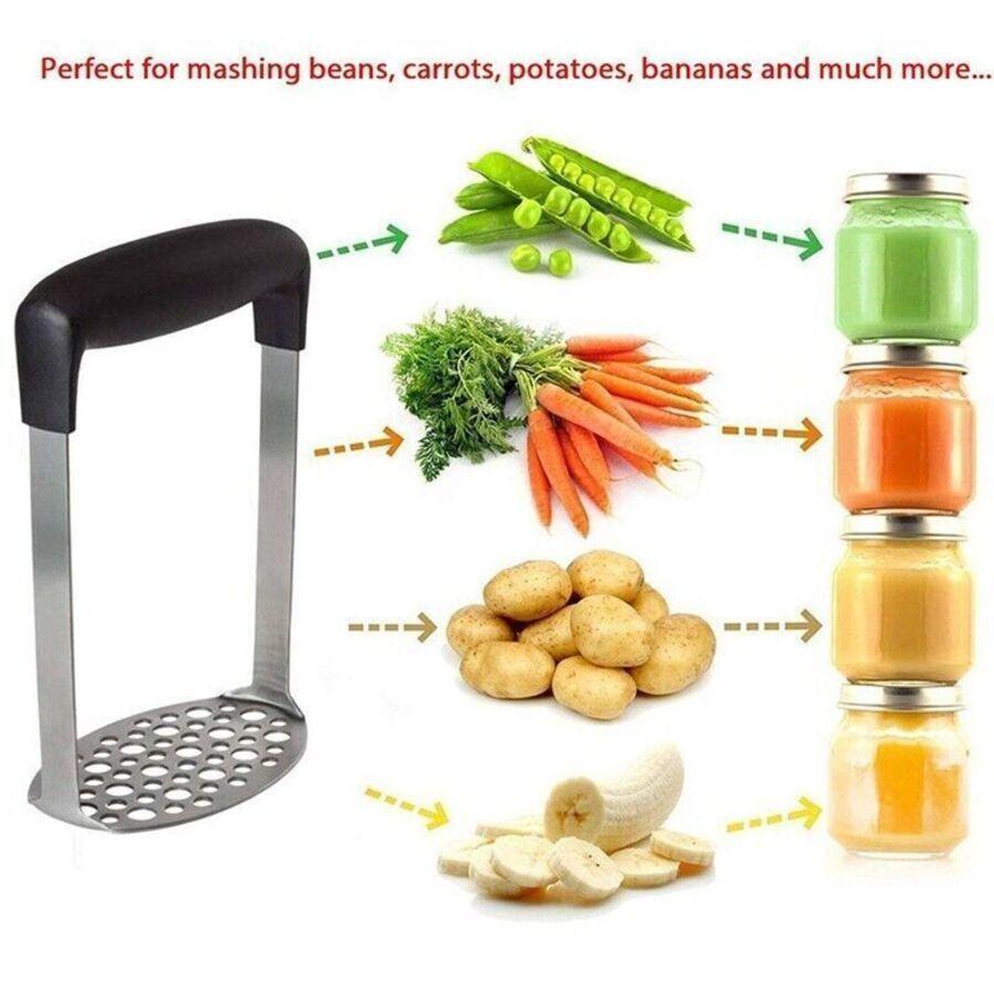 Potato Masher Vegetable Tool Stainless Steel Heat Kitchen Resistant Press Rice A V528-MUDDER-703091