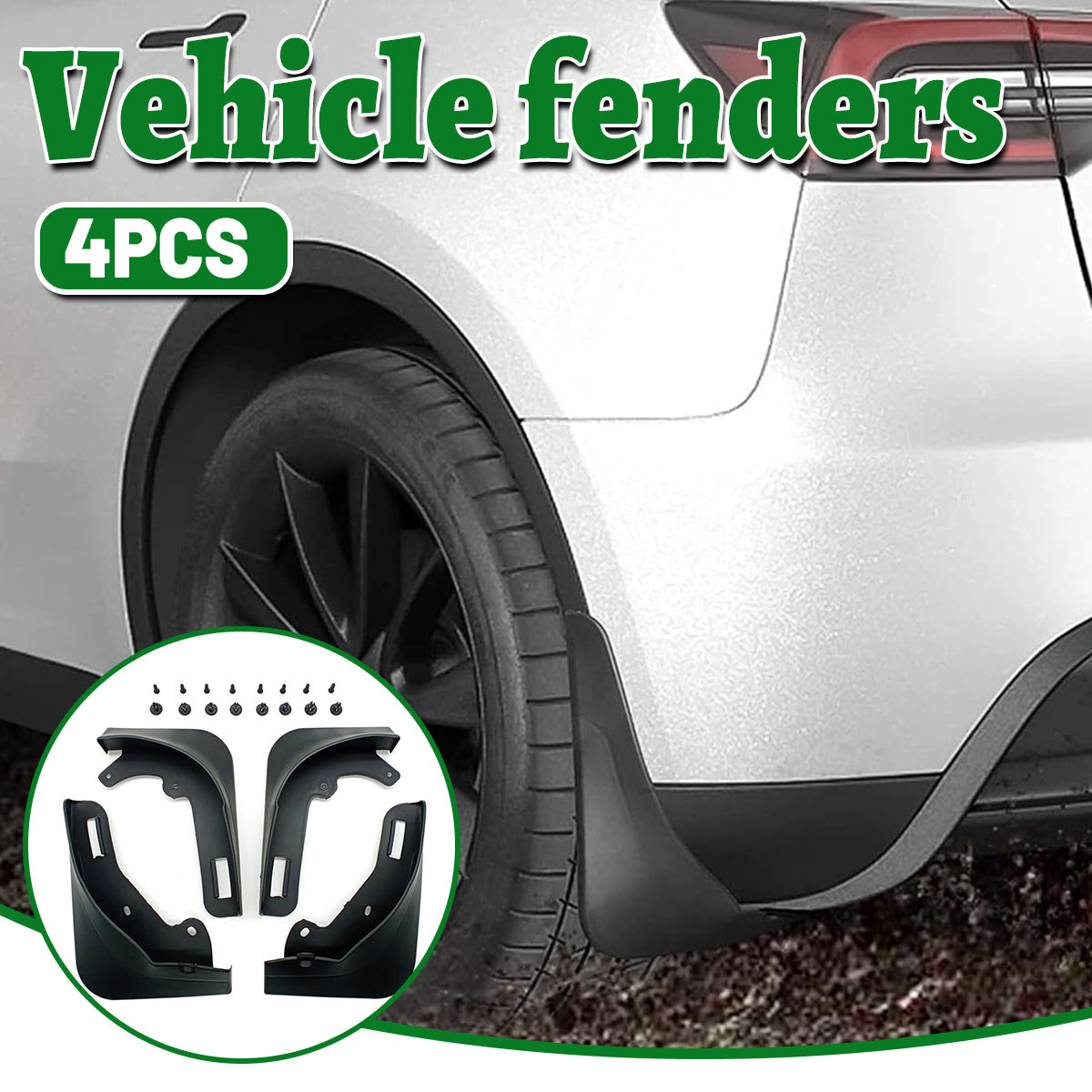 4PCS Universal Soft Rubber Fender Flares Wheel Arch Guard No Drill Car Accessories V528-MUDGUARD-BLACK-473458