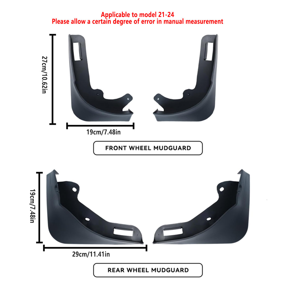 4PCS Universal Soft Rubber Fender Flares Wheel Arch Guard No Drill Car Accessories V528-MUDGUARD-BLACK-473458