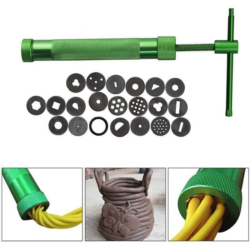 Polymer Clay Gun Extruder Sculpey Sculpting Tool with 20 Discs Cake Tool Craft V528-MUDSQUEEZER-33543