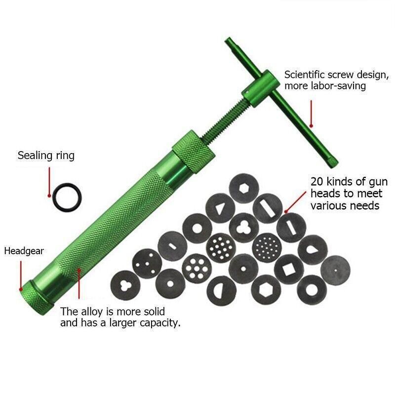 Polymer Clay Gun Extruder Sculpey Sculpting Tool with 20 Discs Cake Tool Craft V528-MUDSQUEEZER-33543