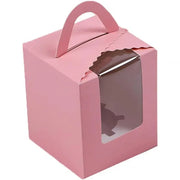 50 Pack Premium Cupcake Boxes with Window Thickened Cardboard Muffin Holders - Pink V528-MUFFIN-CASE-50PCS-PINK-711329