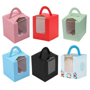 50 Pack Premium Cupcake Boxes with Window Thickened Cardboard Muffin Holders - Pink V528-MUFFIN-CASE-50PCS-PINK-711329