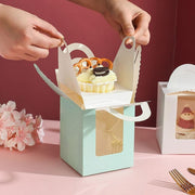 50 Pack Premium Cupcake Boxes with Window Thickened Cardboard Muffin Holders - Pink V528-MUFFIN-CASE-50PCS-PINK-711329