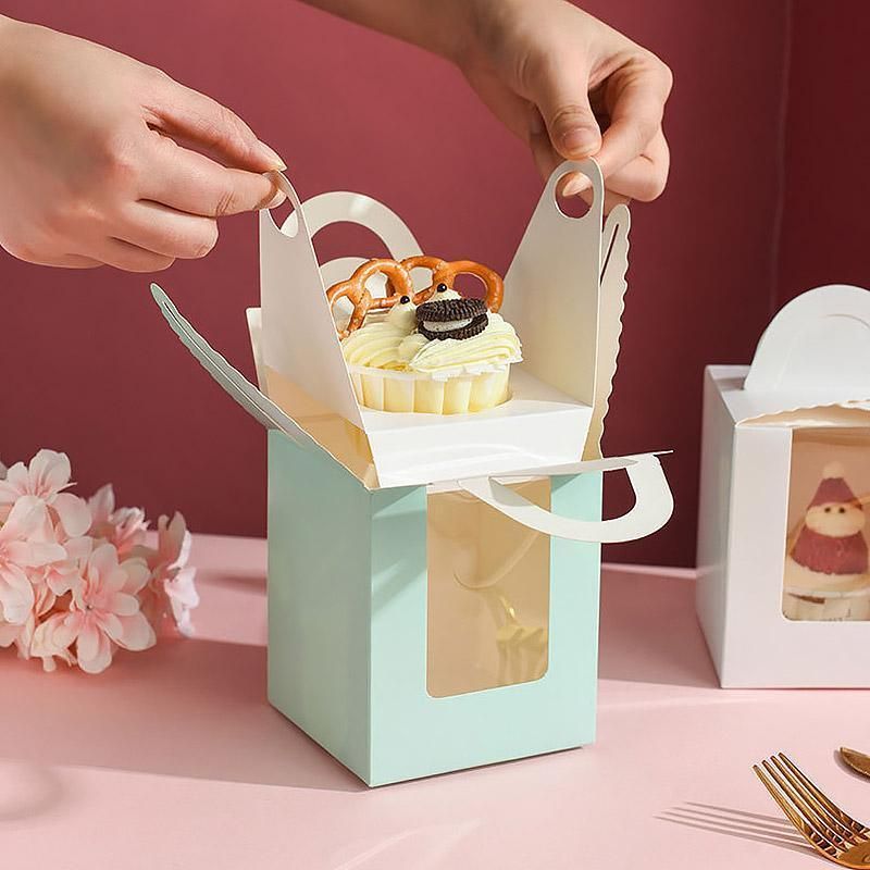 50 Pack Premium Cupcake Boxes with Window Thickened Cardboard Muffin Holders - Pink V528-MUFFIN-CASE-50PCS-PINK-711329
