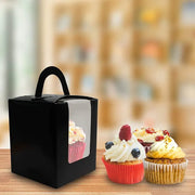 50 Pack Premium Cupcake Boxes with Window Thickened Cardboard Muffin Holders - Pink V528-MUFFIN-CASE-50PCS-PINK-711329