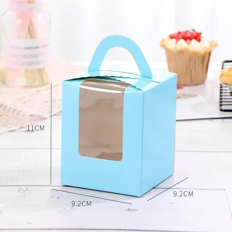 50 Pack Premium Cupcake Boxes with Window Thickened Cardboard Muffin Holders - Pink V528-MUFFIN-CASE-50PCS-PINK-711329
