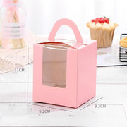 50 Pack Premium Cupcake Boxes with Window Thickened Cardboard Muffin Holders - Pink V528-MUFFIN-CASE-50PCS-PINK-711329