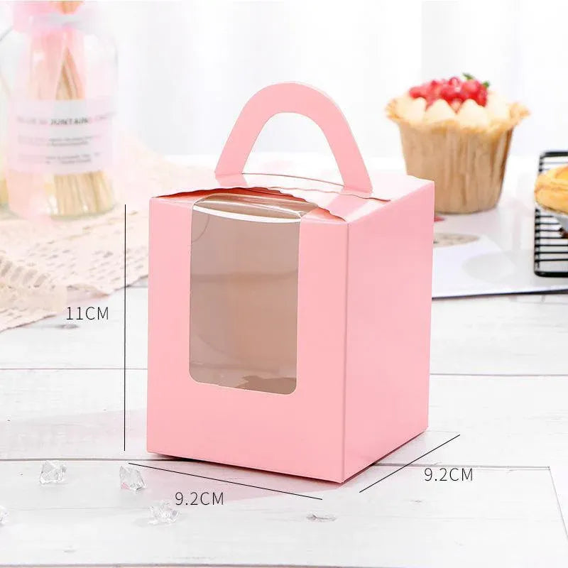 50 Pack Premium Cupcake Boxes with Window Thickened Cardboard Muffin Holders - Pink V528-MUFFIN-CASE-50PCS-PINK-711329
