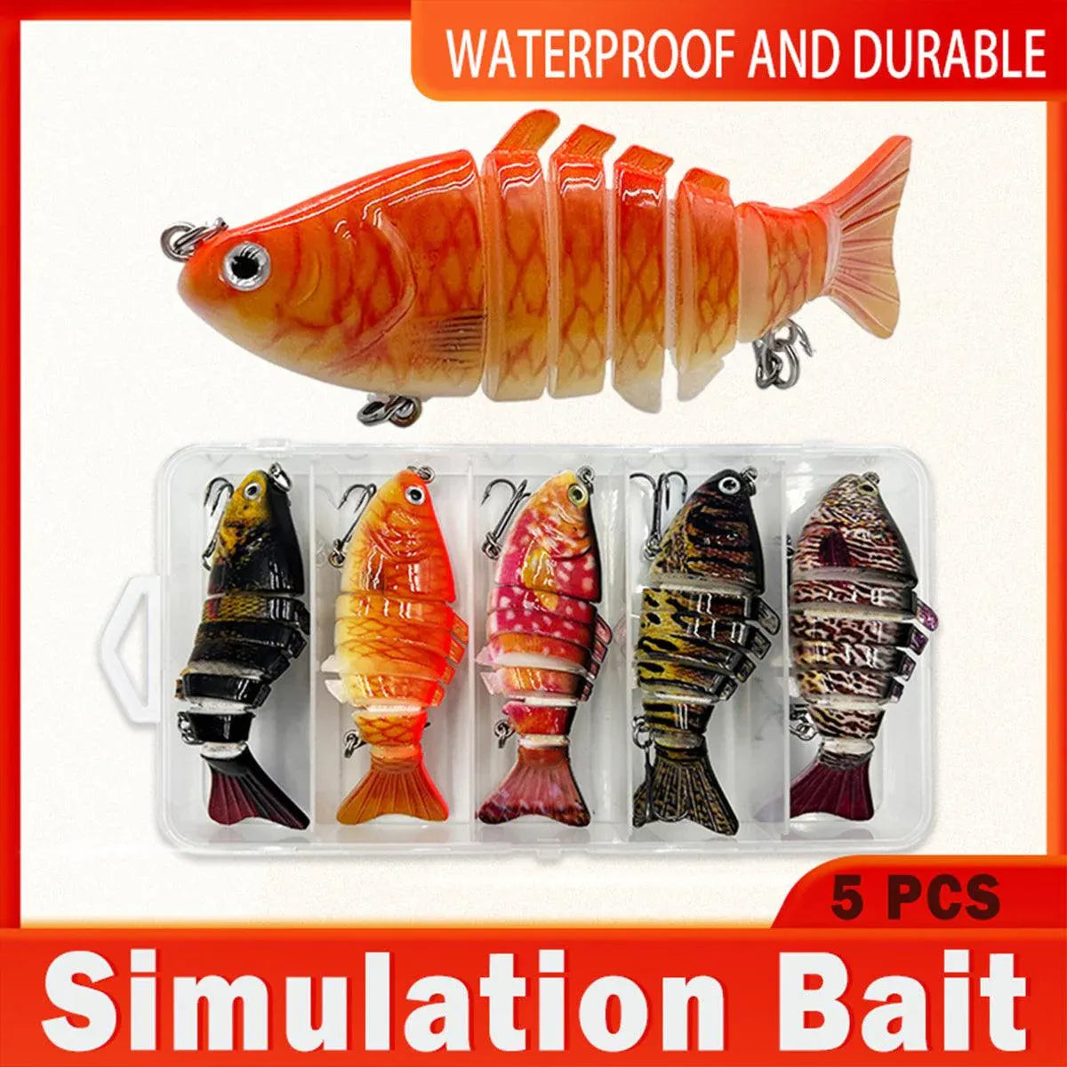 5PCS Faux Lure Set Fish Hard Fake Bait Fishing Lures Artificial Bait Tackle Gear V528-MULTI-SEGMENT-FISHBAIT-5PCS-886861