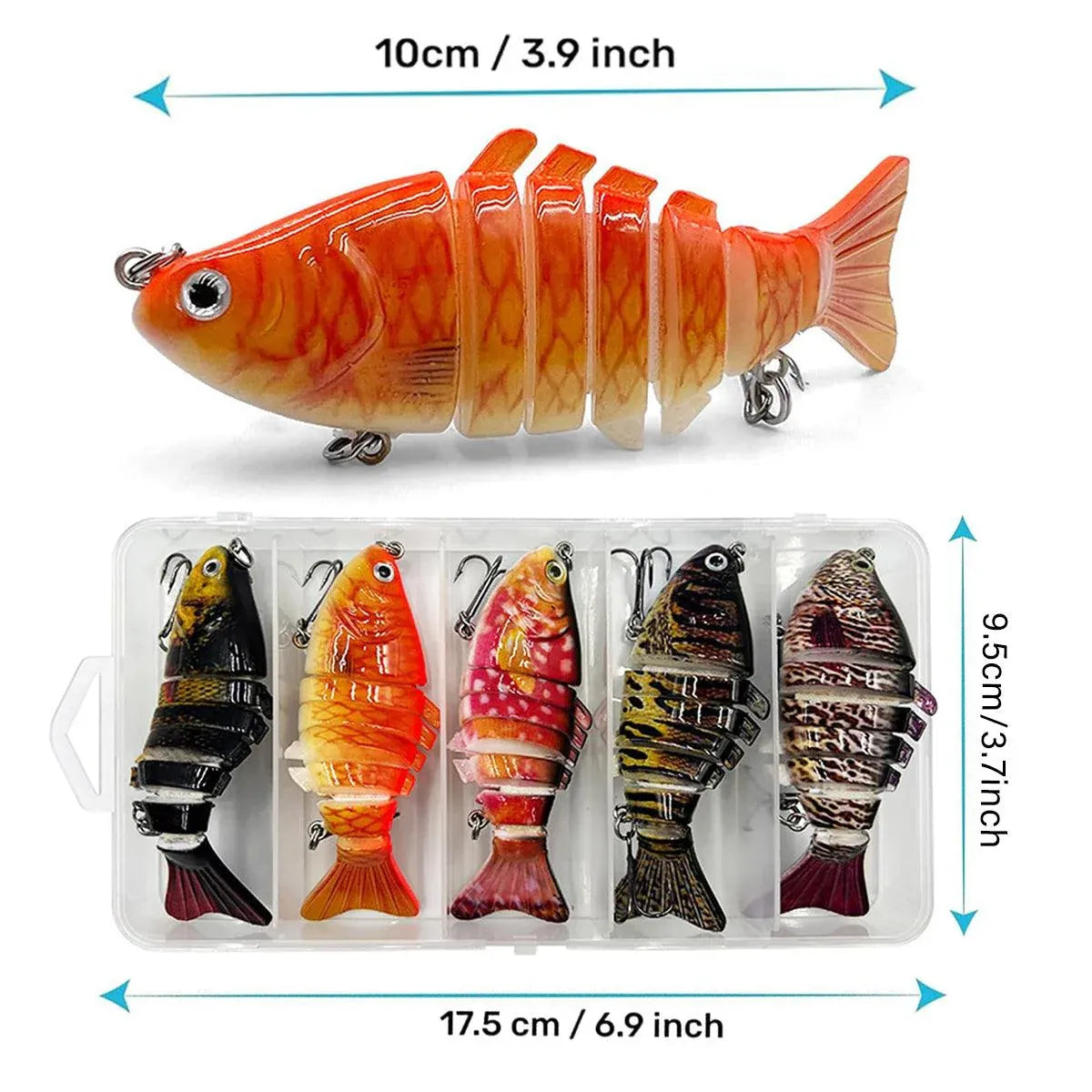 5PCS Faux Lure Set Fish Hard Fake Bait Fishing Lures Artificial Bait Tackle Gear V528-MULTI-SEGMENT-FISHBAIT-5PCS-886861
