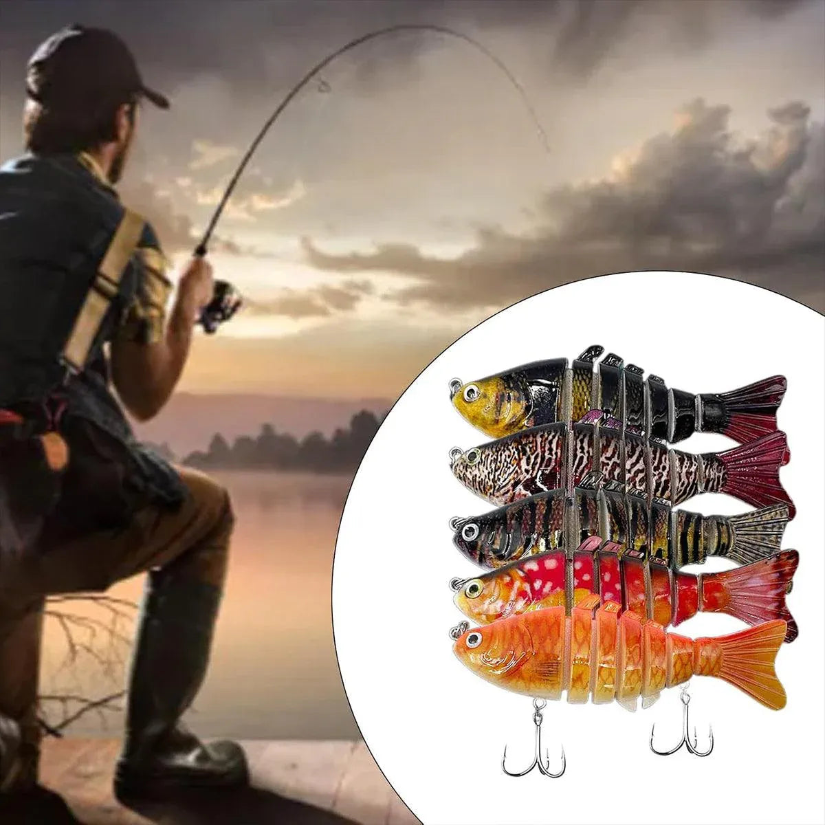 5PCS Faux Lure Set Fish Hard Fake Bait Fishing Lures Artificial Bait Tackle Gear V528-MULTI-SEGMENT-FISHBAIT-5PCS-886861