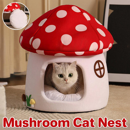 Winter Mushroom Cat House Cozy Sleeping Pet Bed for Cats Indoor Warm Pet House V528-MUSHROOM-NEST-221570