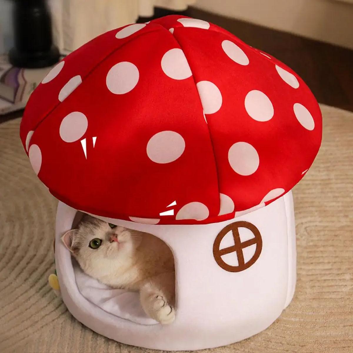 Winter Mushroom Cat House Cozy Sleeping Pet Bed for Cats Indoor Warm Pet House V528-MUSHROOM-NEST-221570