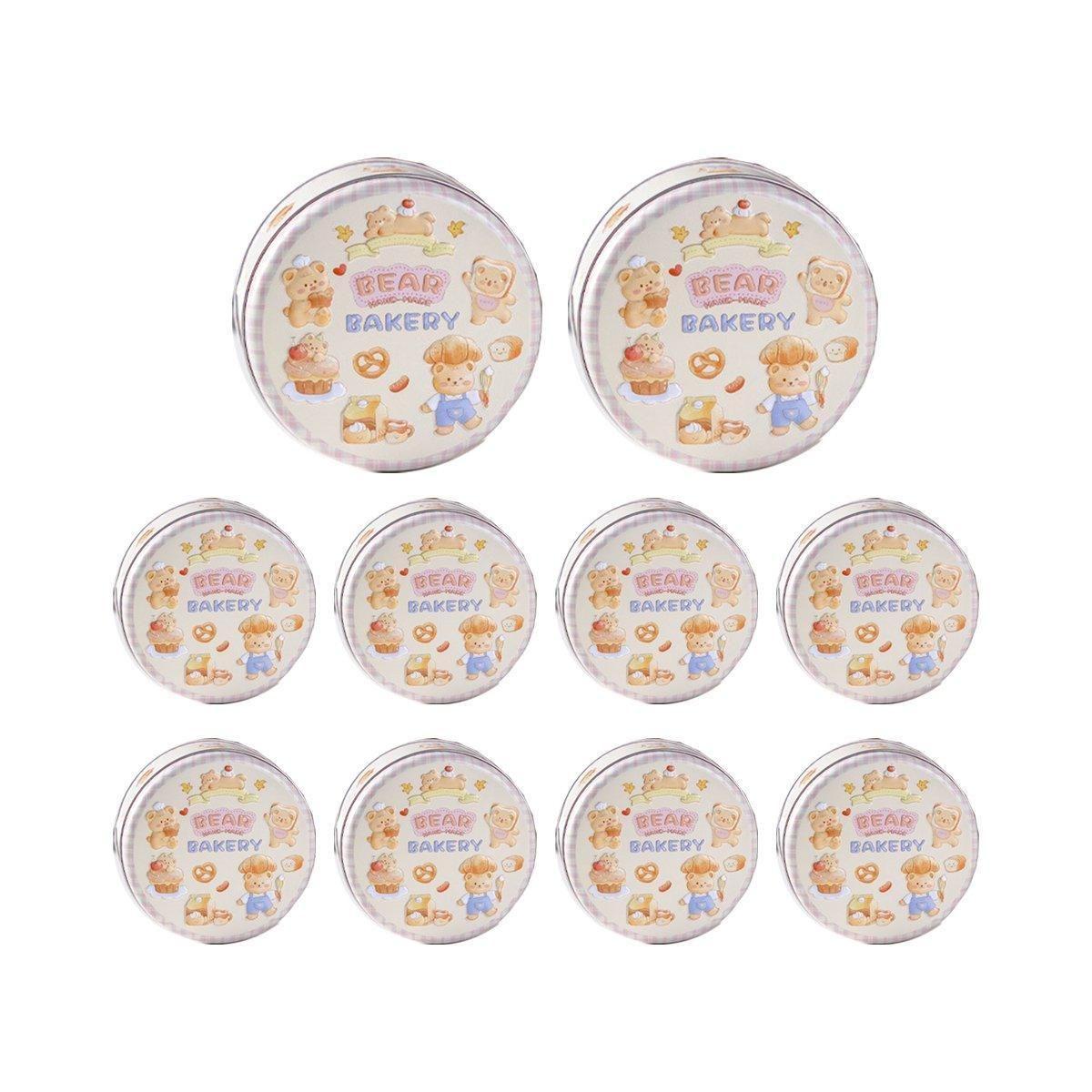 10PCS Cookie Tin Box Metal Biscuit Gift Box Candy Packaging Dragon Year Baking - Bread Bear (bump) V528-MUZZLE-BOX-10PCS-ATMBXX-756084