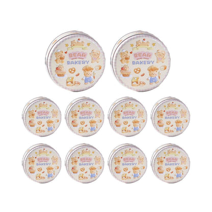 10PCS Cookie Tin Box Metal Biscuit Gift Box Candy Packaging Dragon Year Baking - Bread Bear (bump) V528-MUZZLE-BOX-10PCS-ATMBXX-756084
