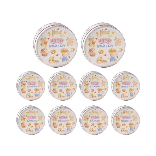 10PCS Cookie Tin Box Metal Biscuit Gift Box Candy Packaging Dragon Year Baking - Bread Bear (bump) V528-MUZZLE-BOX-10PCS-ATMBXX-756084