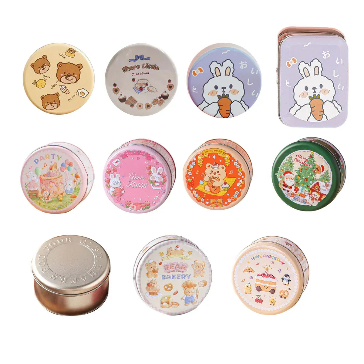 10PCS Cookie Tin Box Metal Biscuit Gift Box Candy Packaging Dragon Year Baking - Bread Bear (bump) V528-MUZZLE-BOX-10PCS-ATMBXX-756084