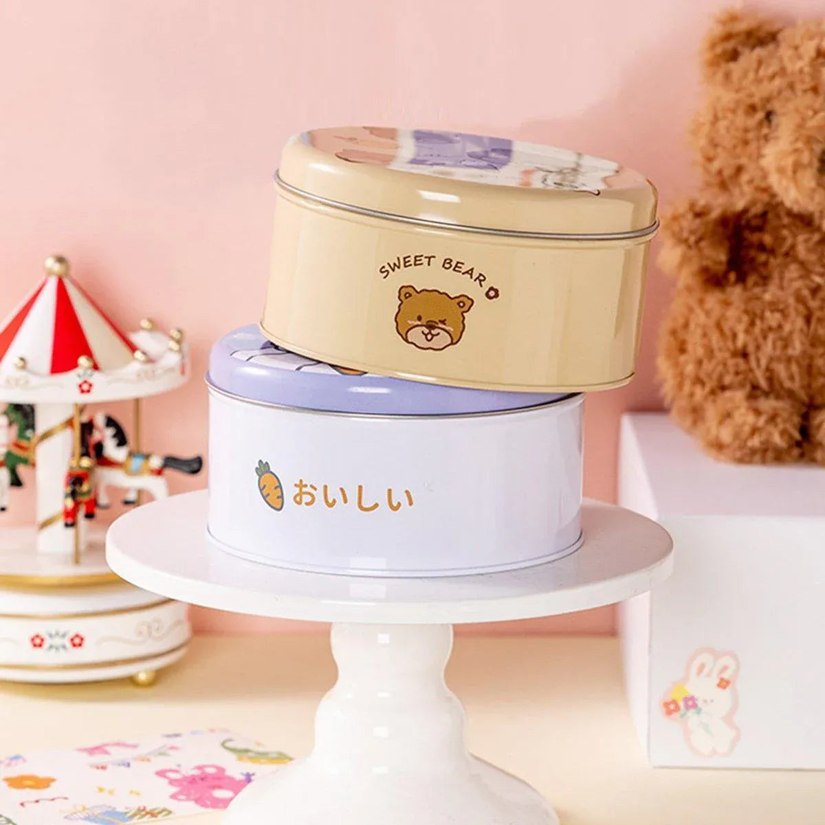 10PCS Cookie Tin Box Metal Biscuit Gift Box Candy Packaging Dragon Year Baking - Bread Bear (bump) V528-MUZZLE-BOX-10PCS-ATMBXX-756084