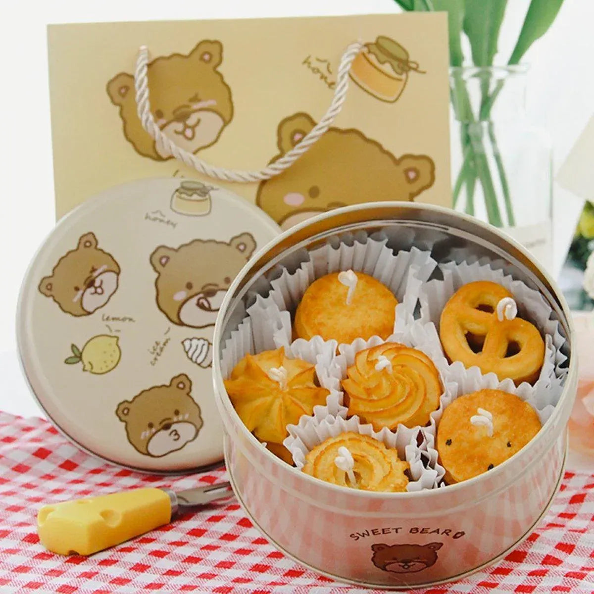 10PCS Cookie Tin Box Metal Biscuit Gift Box Candy Packaging Dragon Year Baking - Bread Bear (bump) V528-MUZZLE-BOX-10PCS-ATMBXX-756084