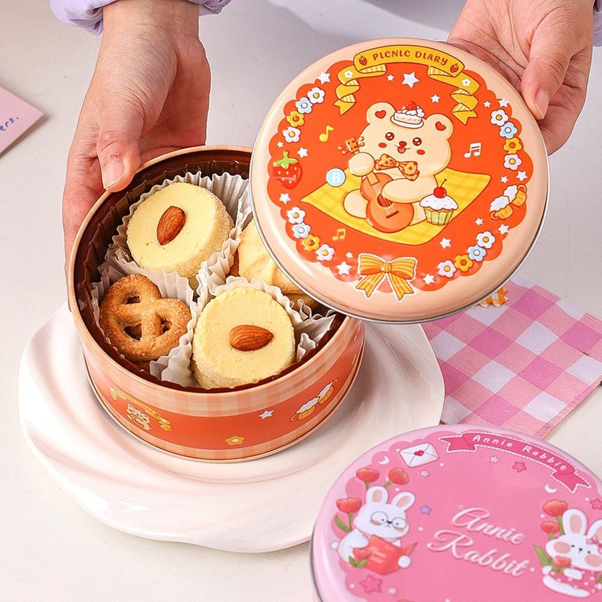10PCS Cookie Tin Box Metal Biscuit Gift Box Candy Packaging Dragon Year Baking - Bread Bear (bump) V528-MUZZLE-BOX-10PCS-ATMBXX-756084