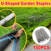 100pcs U Shape Ground Stakes Gardening Spikes Landscape Anchor Pins V528-NAIL-100PCS-40-100MM-924438