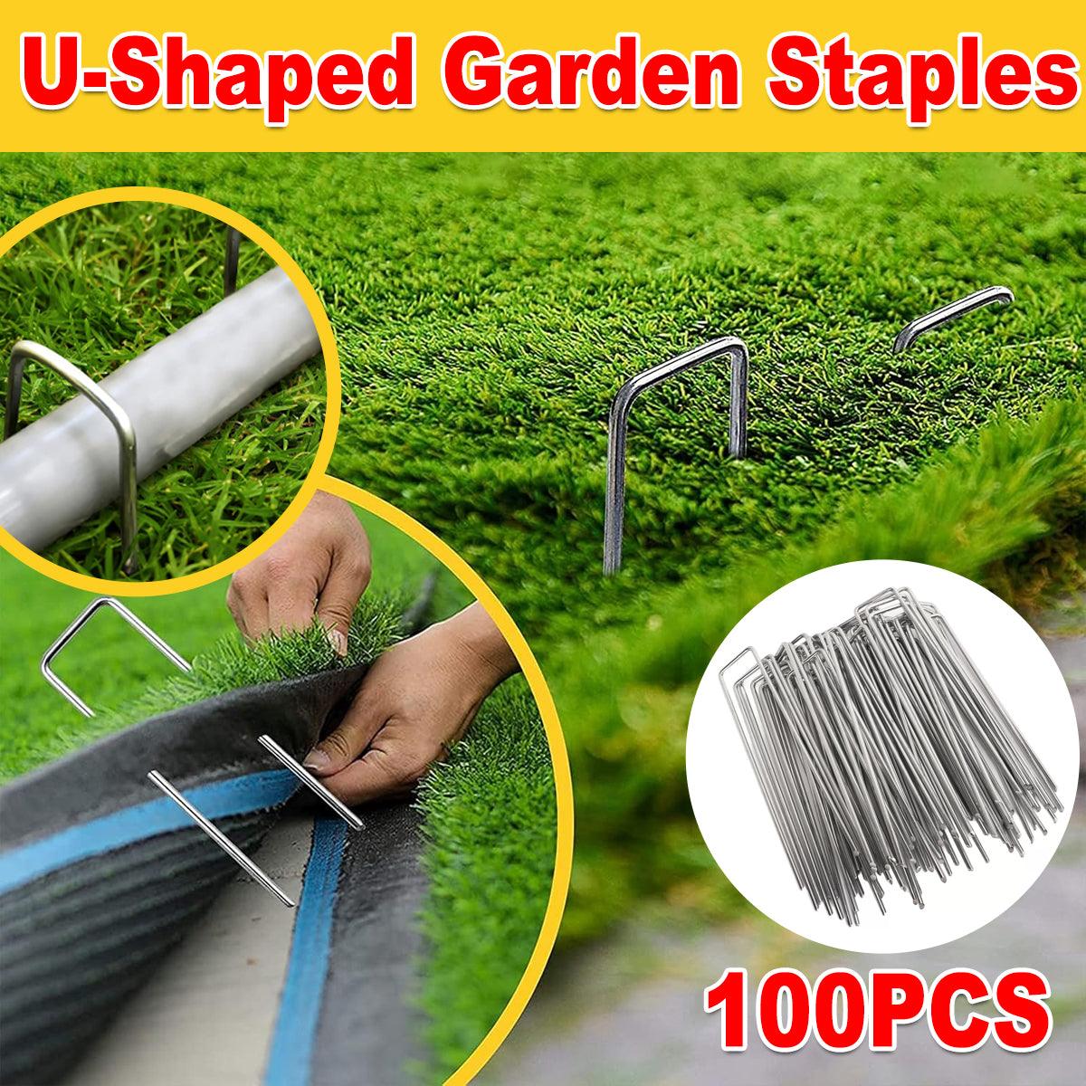 100pcs U Shape Ground Stakes Gardening Spikes Landscape Anchor Pins V528-NAIL-100PCS-40-100MM-924438