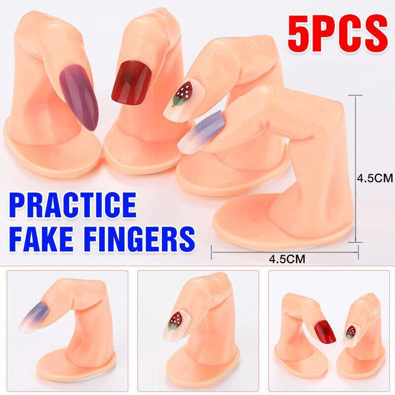 5PCS Model Fake Display Hand Nail Art Practice Finger For Training Manicure V528-NAILART-5PCS-714851