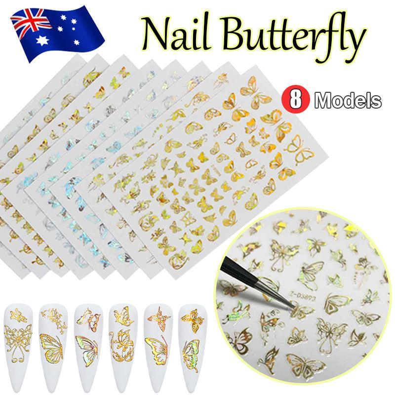 3D Nail Butterfly Design Sticker Decor Decal Holographic Laser Nail Art Sticker - Silver L-04 V528-NAILBUTTERFLY-SILVERL04-534752