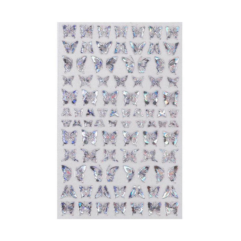 3D Nail Butterfly Design Sticker Decor Decal Holographic Laser Nail Art Sticker - Silver L-04 V528-NAILBUTTERFLY-SILVERL04-534752