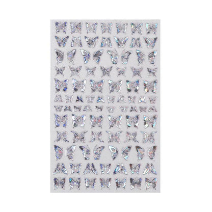 3D Nail Butterfly Design Sticker Decor Decal Holographic Laser Nail Art Sticker - Silver L-04 V528-NAILBUTTERFLY-SILVERL04-534752