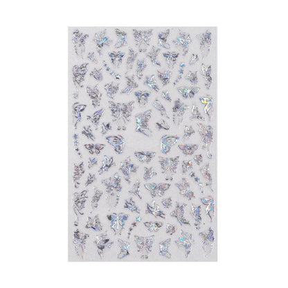 3D Nail Butterfly Design Sticker Decor Decal Holographic Laser Nail Art Sticker - Silver L-04 V528-NAILBUTTERFLY-SILVERL04-534752