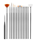 Nail Art Design Brushes Dotting Pen Tool Set Painting Uv Gel Drawing Brush 15Pcs - Black V528-NAILPEN-BLACK-82617