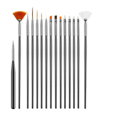 Nail Art Design Brushes Dotting Pen Tool Set Painting Uv Gel Drawing Brush 15Pcs - Black V528-NAILPEN-BLACK-82617