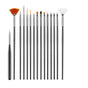 Nail Art Design Brushes Dotting Pen Tool Set Painting Uv Gel Drawing Brush 15Pcs - Black V528-NAILPEN-BLACK-82617