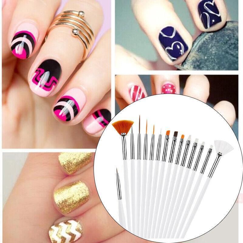 Nail Art Design Brushes Dotting Pen Tool Set Painting Uv Gel Drawing Brush 15Pcs - Black V528-NAILPEN-BLACK-82617