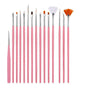 Nail Art Design Brushes Dotting Pen Tool Set Painting Uv Gel Drawing Brush 15Pcs - Pink V528-NAILPEN-PINK-24461